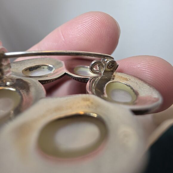 Vintage Sterling Silver Mother Of Pearl Flower - Picture 8 of 11